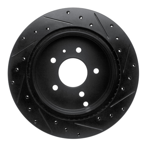 R1 07-15 Chevrolet Equinox Rear Left Drilled & Slotted Black Brake Rotor