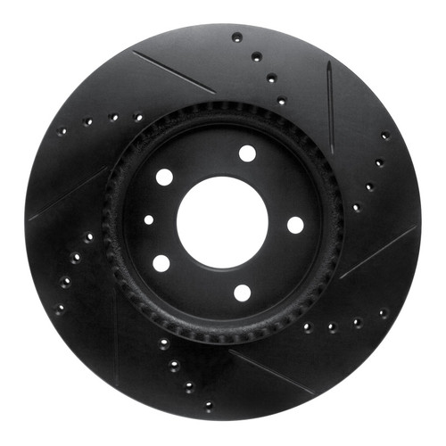 R1 07-15 Chevrolet Captiva Front Left Drilled & Slotted Black Brake Rotor