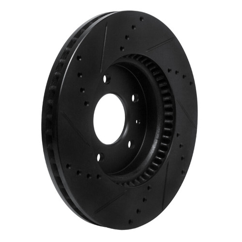 R1 07-15 Chevrolet Equinox Front Right Drilled & Slotted Black Brake Rotor