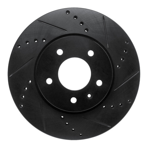 R1 07-15 Chevrolet Equinox Front Right Drilled & Slotted Black Brake Rotor