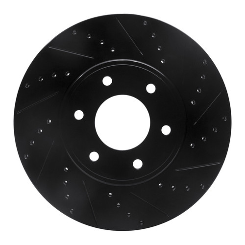 R1 06-09 Chevrolet Trailblazer Front Right Drilled & Slotted Black Brake Rotor