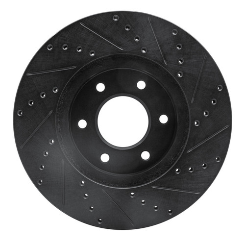 R1 06-09 Chevrolet Trailblazer Front Left Drilled & Slotted Black Brake Rotor