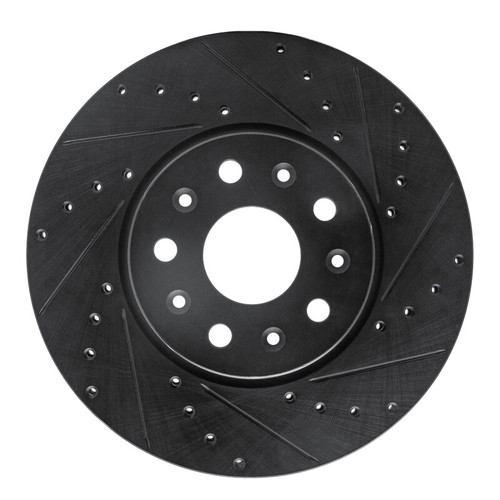 R1 16-25 Cadillac CT5 Front Right Drilled & Slotted Black Brake Rotor