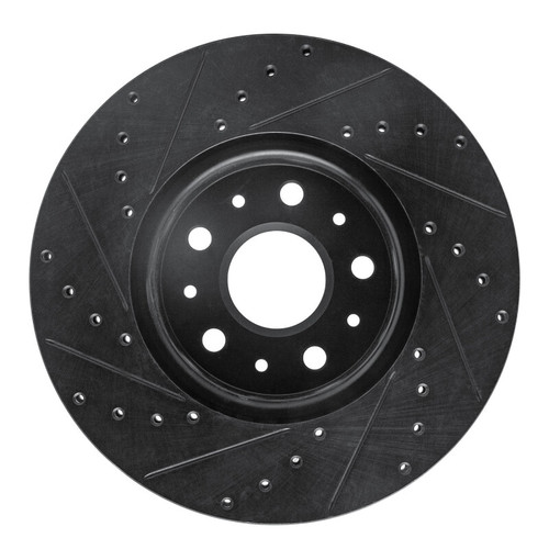 R1 16-25 Cadillac CT5 Front Right Drilled & Slotted Black Brake Rotor
