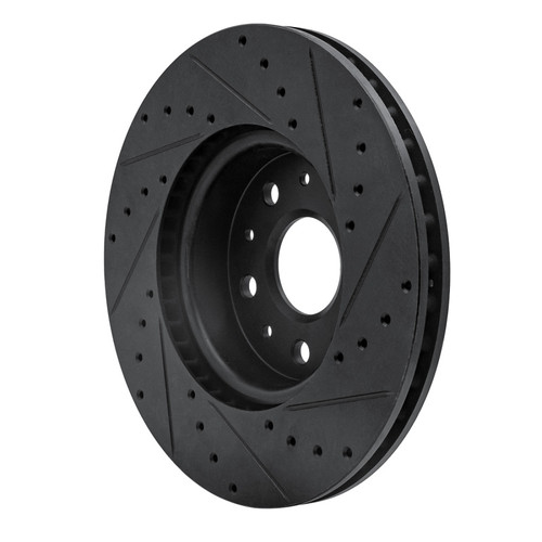 R1 16-25 Cadillac CT5 Front Left Drilled & Slotted Black Brake Rotor