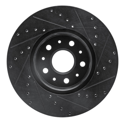 R1 16-25 Cadillac CT5 Front Left Drilled & Slotted Black Brake Rotor