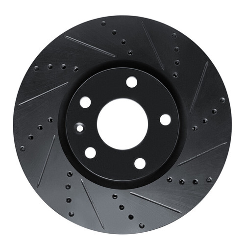 R1 14-19 Chevrolet Corvette Front Right Drilled & Slotted Black Brake Rotor