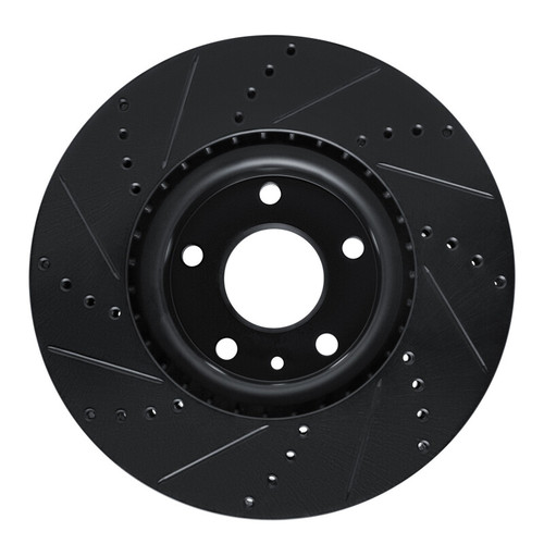 R1 14-19 Chevrolet Corvette Front Right Drilled & Slotted Black Brake Rotor