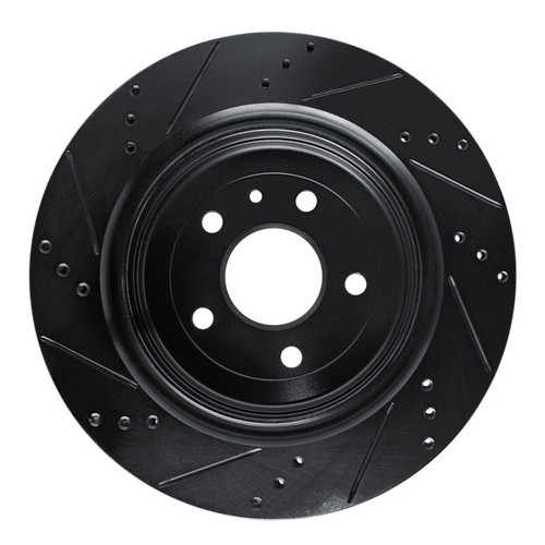 R1 14-19 Chevrolet Corvette Rear Right Drilled & Slotted Black Brake Rotor