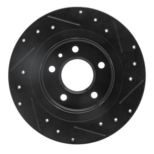 R1 11-19 Buick Verano Rear Left Drilled & Slotted Black Brake Rotor