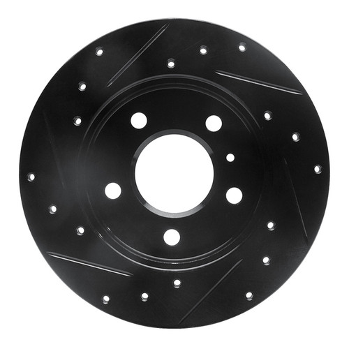 R1 04-16 Buick Allure Rear Right Drilled & Slotted Black Brake Rotor