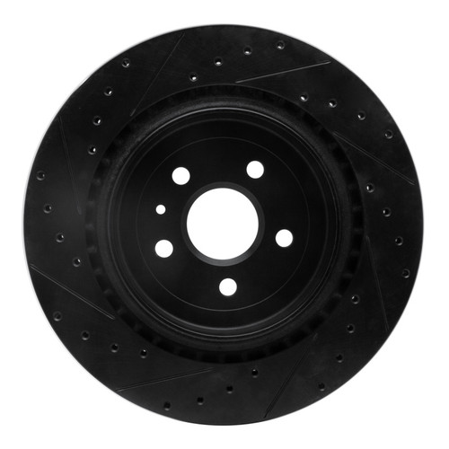 R1 09-24 Cadillac CTS Rear Right Drilled & Slotted Black Brake Rotor