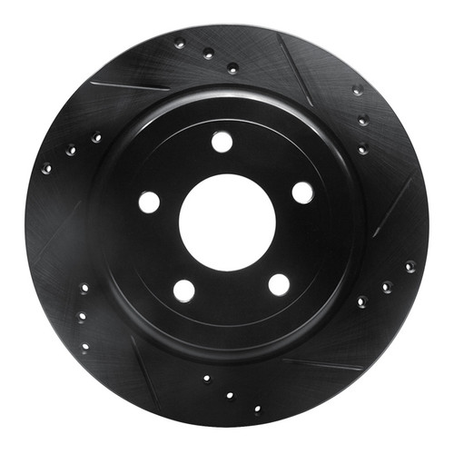 R1 08-10 Chevrolet Cobalt Rear Right Drilled & Slotted Black Brake Rotor