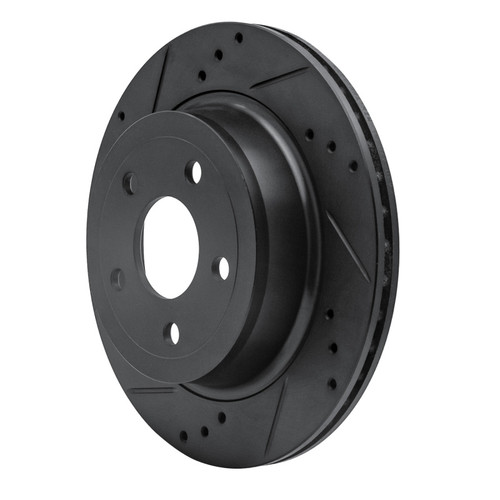 R1 08-10 Chevrolet Cobalt Rear Left Drilled & Slotted Black Brake Rotor