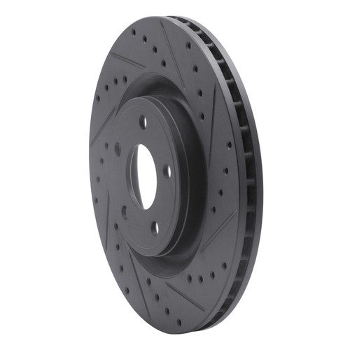 R1 07-10 Chevrolet HHR Front Right Drilled & Slotted Black Brake Rotor