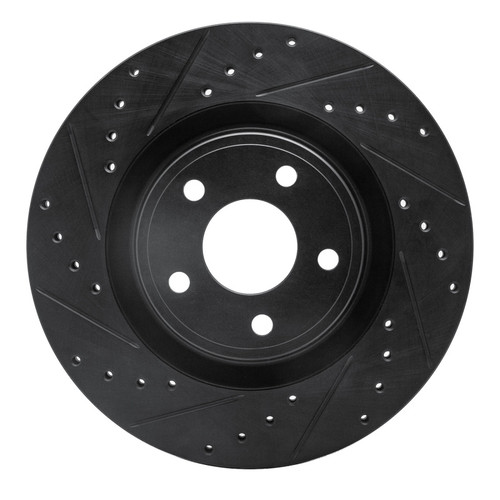 R1 07-10 Chevrolet Cobalt Front Left Drilled & Slotted Black Brake Rotor