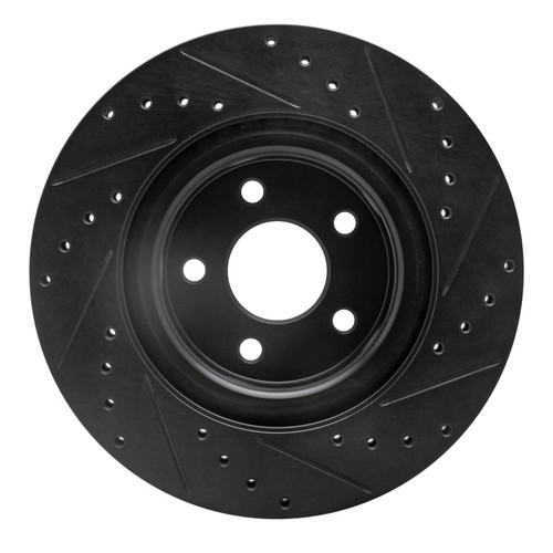 R1 07-10 Chevrolet Cobalt Front Left Drilled & Slotted Black Brake Rotor