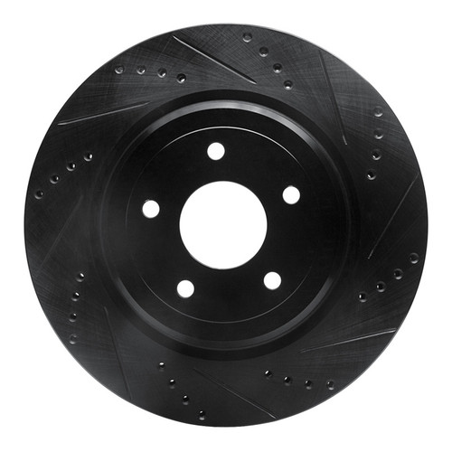 R1 06-13 Chevrolet Corvette Rear Right Drilled & Slotted Black Brake Rotor