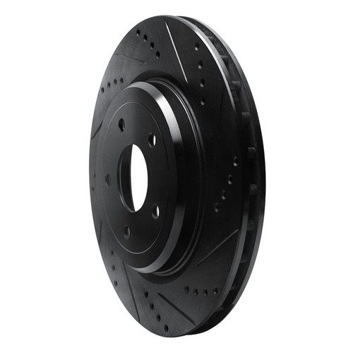 R1 06-13 Chevrolet Corvette Rear Right Drilled & Slotted Black Brake Rotor