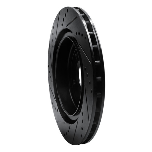 R1 06-13 Chevrolet Corvette Rear Right Drilled & Slotted Black Brake Rotor