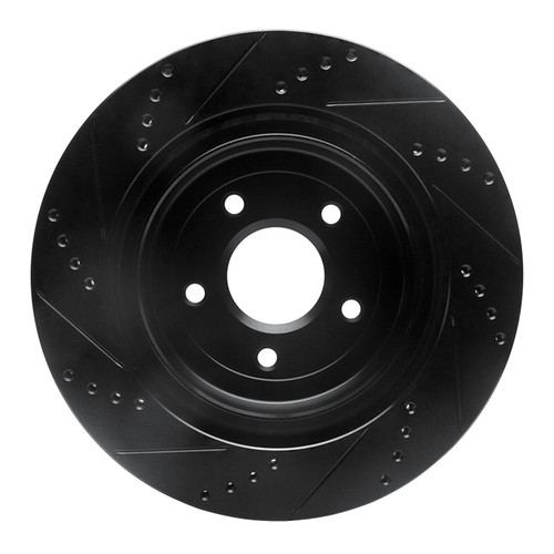 R1 06-13 Chevrolet Corvette Rear Right Drilled & Slotted Black Brake Rotor