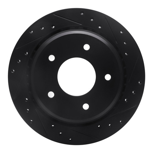 R1 94-96 Chevrolet Impala Rear Right Drilled & Slotted Black Brake Rotor