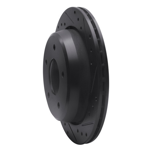 R1 94-96 Chevrolet Impala Rear Right Drilled & Slotted Black Brake Rotor