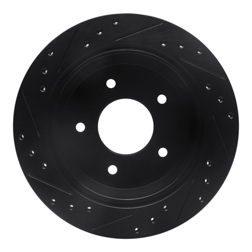 R1 94-96 Chevrolet Impala Rear Right Drilled & Slotted Black Brake Rotor