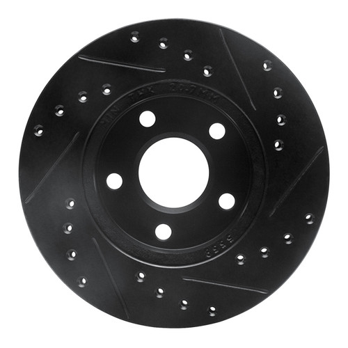 R1 85-91 Buick Skylark Front Left Drilled & Slotted Black Brake Rotor