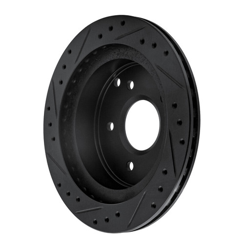 R1 84-87 Chevrolet Corvette Rear Right Drilled & Slotted Black Brake Rotor