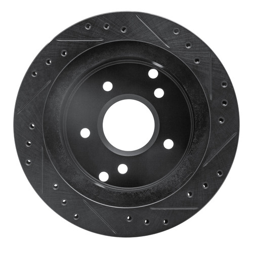 R1 84-87 Chevrolet Corvette Rear Left Drilled & Slotted Black Brake Rotor
