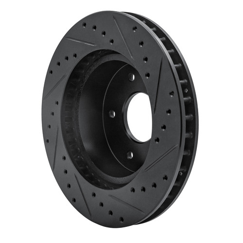 R1 63-82 Chevrolet Corvette Front Left Drilled & Slotted Black Brake Rotor