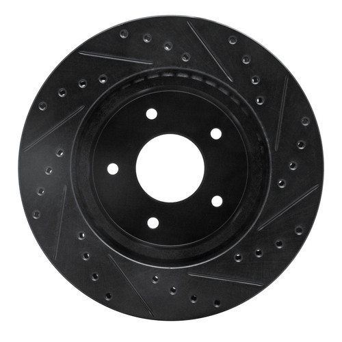 R1 63-82 Chevrolet Corvette Front Left Drilled & Slotted Black Brake Rotor