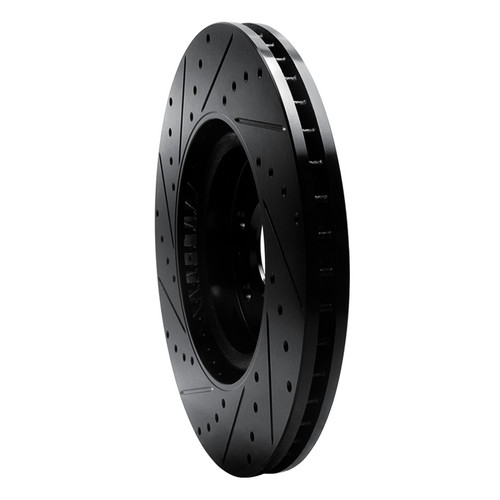 R1 10-16 Cadillac SRX Front Right Drilled & Slotted Black Brake Rotor