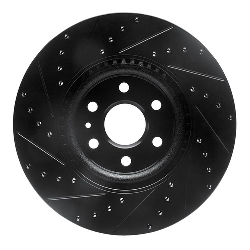 R1 10-16 Cadillac SRX Front Right Drilled & Slotted Black Brake Rotor