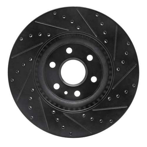 R1 10-16 Cadillac SRX Front Left Drilled & Slotted Black Brake Rotor