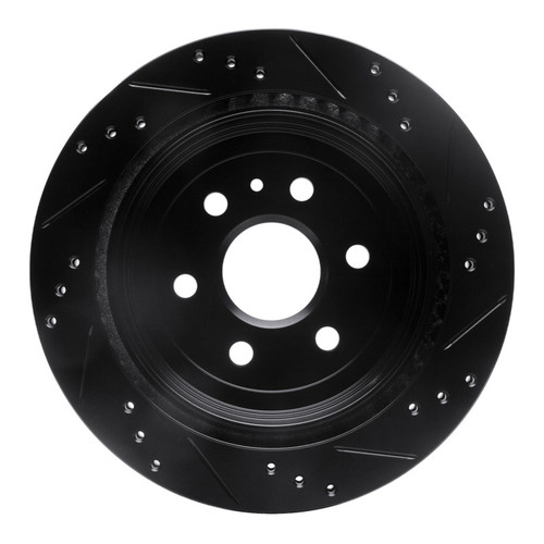 R1 10-16 Cadillac SRX Rear Left Drilled & Slotted Black Brake Rotor