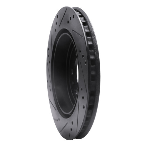 R1 04-09 Cadillac SRX Rear Right Drilled & Slotted Black Brake Rotor