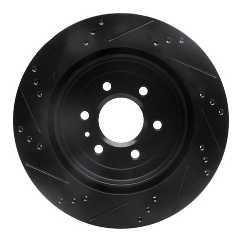 R1 04-09 Cadillac SRX Rear Right Drilled & Slotted Black Brake Rotor