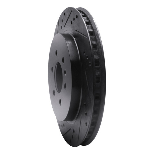 R1 04-09 Cadillac SRX Rear Left Drilled & Slotted Black Brake Rotor