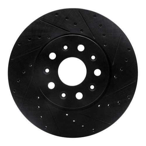 R1 14-20 Cadillac CT6 Front Right Drilled & Slotted Black Brake Rotor