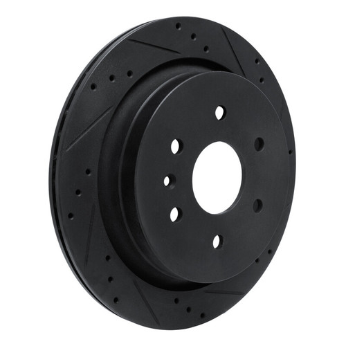 R1 13-19 Cadillac XTS Rear Right Drilled & Slotted Black Brake Rotor