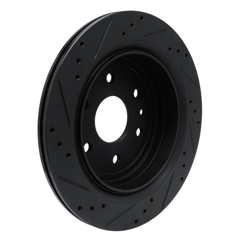 R1 13-19 Cadillac XTS Rear Right Drilled & Slotted Black Brake Rotor