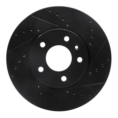 R1 13-25 Cadillac CT4 Front Right Drilled & Slotted Black Brake Rotor ECB-46033R