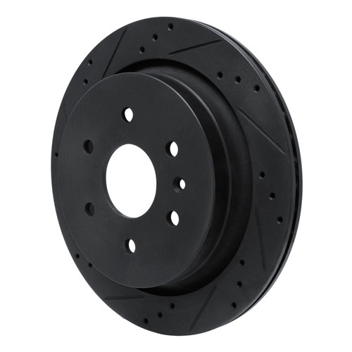 R1 13-19 Cadillac XTS Rear Left Drilled & Slotted Black Brake Rotor