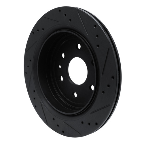 R1 13-19 Cadillac XTS Rear Left Drilled & Slotted Black Brake Rotor