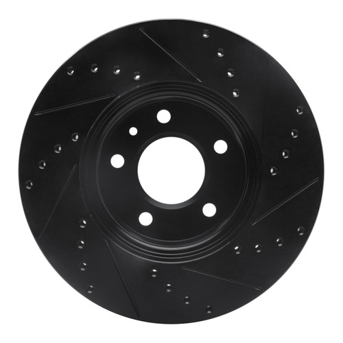R1 13-25 Cadillac ATS Front Left Drilled & Slotted Black Brake Rotor