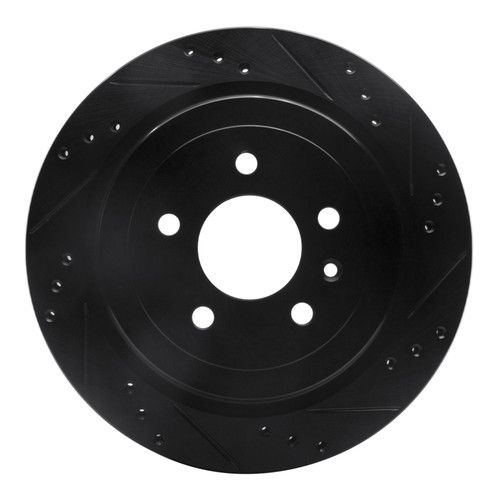 R1 13-19 Cadillac ATS Rear Right Drilled & Slotted Black Brake Rotor
