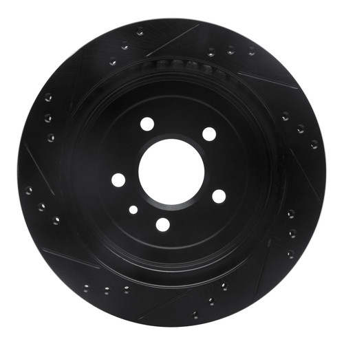 R1 13-19 Cadillac ATS Rear Right Drilled & Slotted Black Brake Rotor
