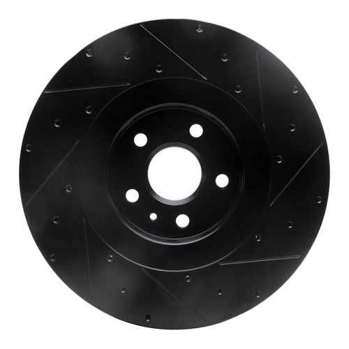 R1 09-15 Cadillac CTS Front Left Drilled & Slotted Black Brake Rotor